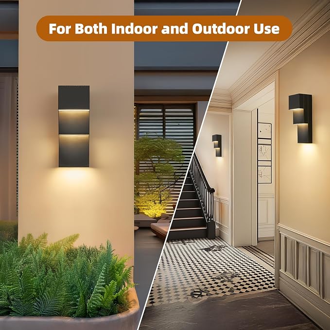 Modern LED Outdoor Wall Sconce 30W Exterior Lighting Fixtures, Black Outside Lights for House Integrated LED Outdoor Wall Mount Lights for Front Porch Garage, Warm White 3000K, 1 Pack
