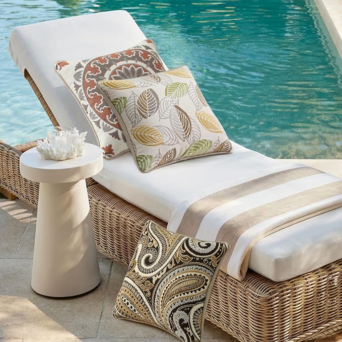 Outdoor Sunbrella Decorative Pillows Pack of 4, 16" x 16" Outdoor Pillow Set for Couch Bed Throw Patio Sofa, Royce Walnut