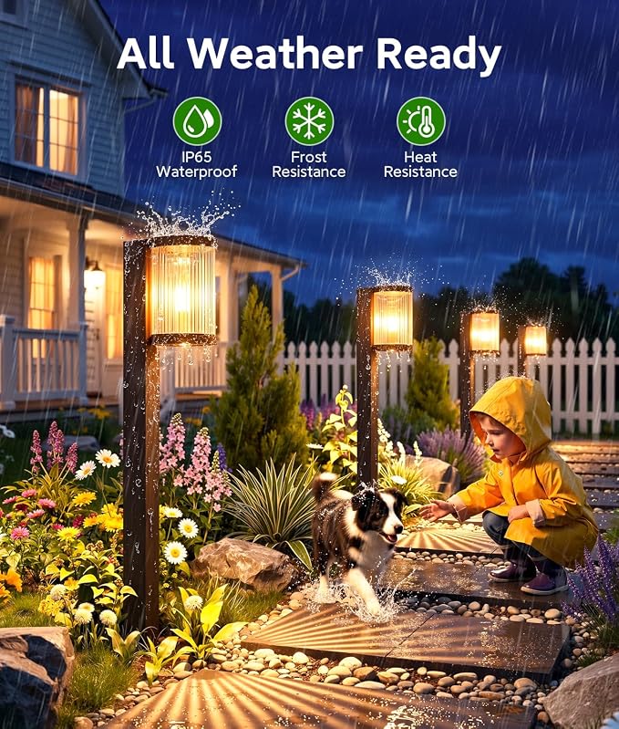 Solar Pathway Lights Outdoor, 6 Pack Upgraded Outdoor Solar Lights for Outside Super Bright Up to 15Hrs, IP65 Waterproof Solar Garden Lights for Yard Path Sidewalk Driveway Walkway Decor