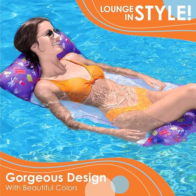 Sunlite Sports 114" x 89" Inflatable Water Mat Pool Float, Floating Raft for Swimming Pool, Beach and Lake, Ultimate Comfortable Lounging Mattress, Island Swim Floaty for Family Fun