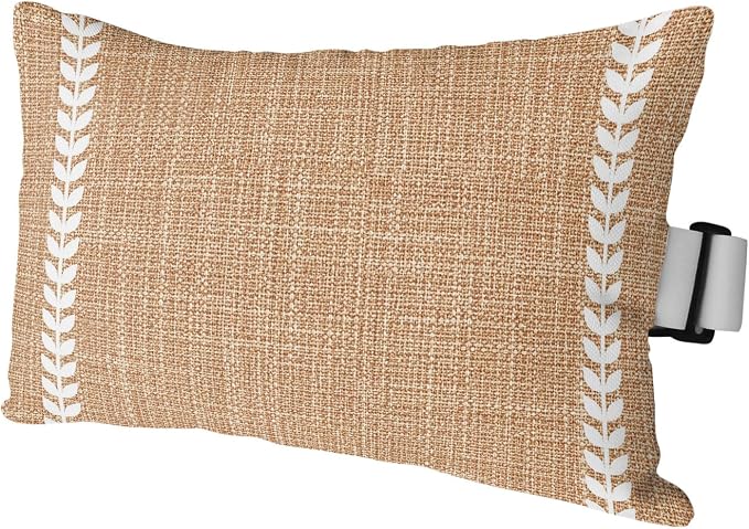 Bohemia Outdoor Lumbar Pillow 12x20 Inch, Modern Minimalist Leaves Vertical Lines Linen Tan Waterproof Throw Pillow Covers with Insert, Decorative Headrest Pillows for Office Car Travel