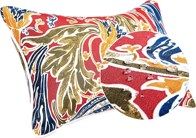 JMGBird Colorful Pillows Red Outdoor Pillows with Inserts Included | 12 x 20 Outdoor Pillow insert Waterproof Outdoor Throw Pillows Patio Pillows for outdoor furniture
