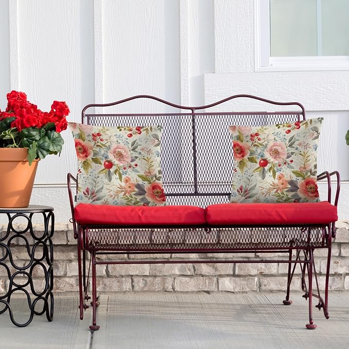 Swono Set of 2 Decorative Throw Pillow Covers Vintage Floral, Romantic Blossom Rose Flowers Farmhouse Pillowcases Accent Pillow Cushion Cover for Couch Sofa Bed Office Armchair 18 X 18 Inch