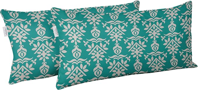 Indoor/Outdoor Polyester Fabric Lumbar Pillow Cover, All-Weather Waterproof Rectangular Cushion Case for Patio Furniture, 16 x 24 Set of 2 - Block-40