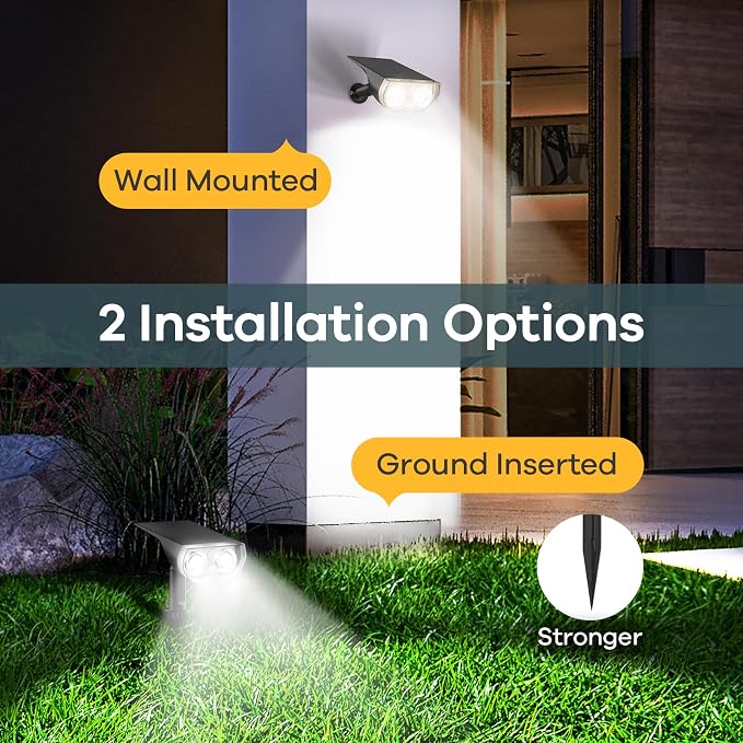 Linkind Solar Lights Outdoor Waterproof Landscape Spotlight Daylight 4 Pack | Starray, 3 Lighting Modes, 6500K, Dusk to Dawn, Auto On Off for Landscape Garden Yard Tree Flag Pathway Patio House Sign