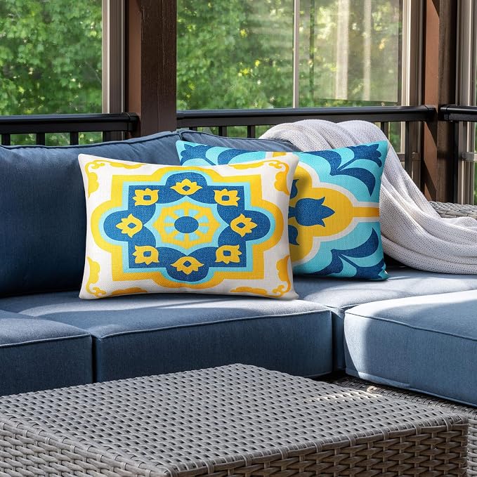 Juexica 4 Pack Chaise Lounge Headrest Pillow, Decorative Outdoor Patio Neck Headrest Pillow with Adjustable Elastic Strap & Insert, Waterproof for Pool Recliner Hammock Beach Chair(White, Floral)