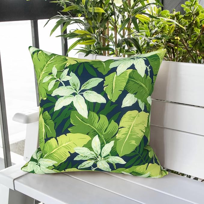 LVTXIII Outdoor Pillows 20x20 Inch, 2 Pack Large Decorative Square Throw Pillows with Inserts for Couch, Bed, Floor Seating, Patio Furniture, Jungle Leaves