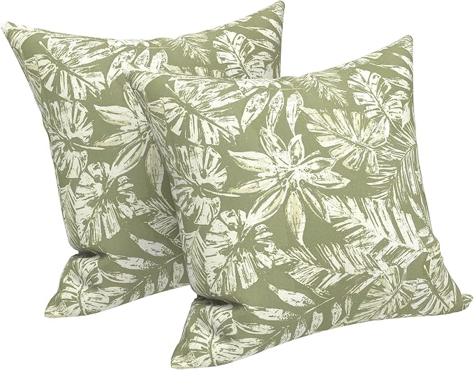 LVTXIII Outdoor Pillows 20x20 Inch, 2 Pack Large Decorative Square Throw Pillows with Inserts for Couch, Bed, Floor Seating, Patio Furniture, Tropical Leaf Green