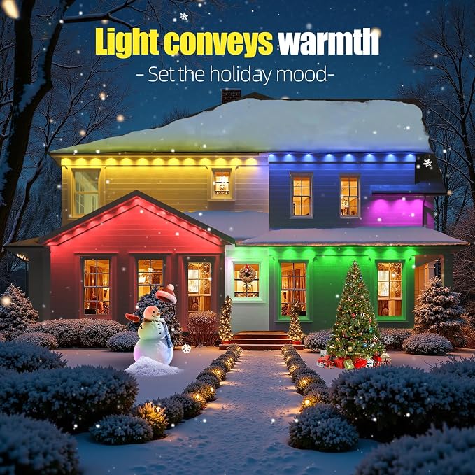 Permanent Outdoor Lights, 200ft RGB+IC Smart LED Eaves Lights for House | Outdoor String Lights with App/Remote, IP67 Waterproof Led Lights for Daily, Christmas, Halloween, Holiday, Party Decor