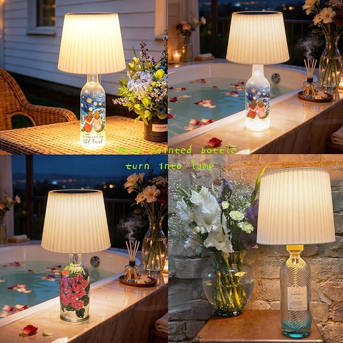 Beautyard Solar Table Lamps Outdoor Indoor - Mothers Gifts 3 Lighting Modes, 4000mAh Eye-Caring LED Waterproof Cordless Solar Desk Lamp with Pull Chain Garden Outside Patio Garden Bedroom