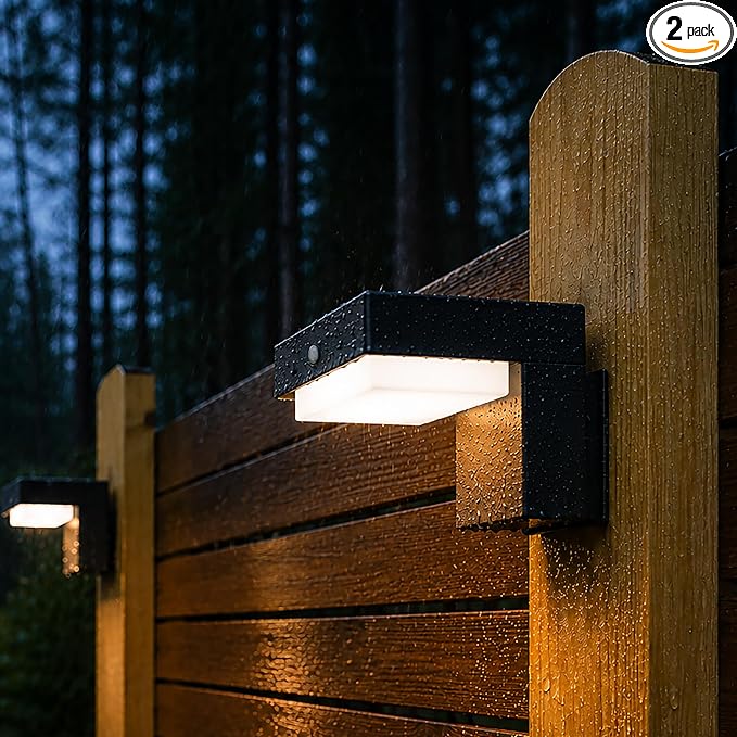 Solar Powered Wall Lamps, 55 Hour Life, Motion Sensor, 2 Modes, 2pk