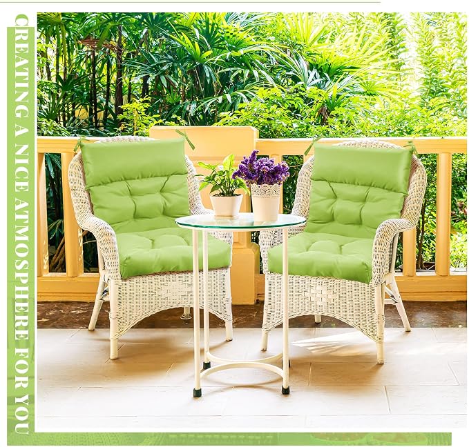 Sintuff 2 Pcs 44 x 21 x 4 Outdoor Chair Cushion Patio Chair Cushions Seat/Back Tufted Pillow with Ties Water Resistant Replacement Indoor Patio Furniture Outdoor Furniture (Solid Color,Fruit Green)