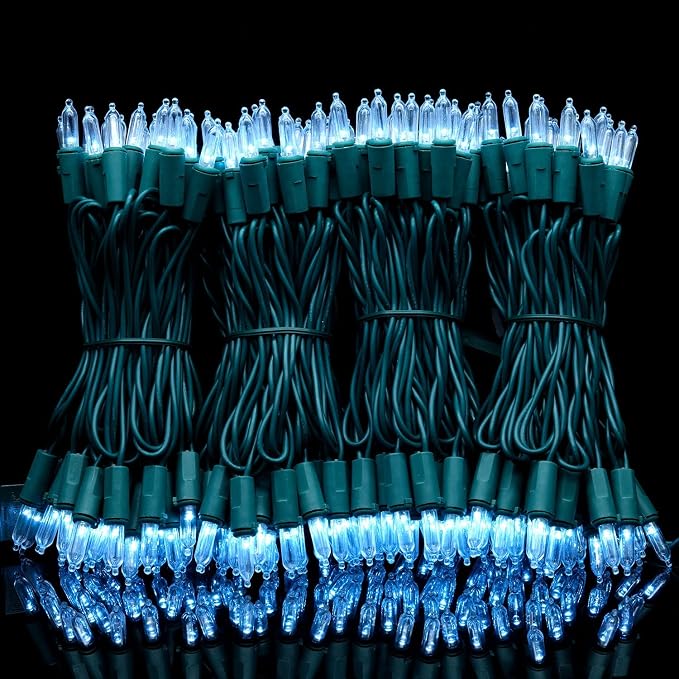 YULETIME 200 Cool White LED Christmas Lights, 66 ft Green Wire String Light | Stay Lit, End-to-End Connectable, UL Certified, Commercial Grade, 1-Strand 200 Lights, 4" Spacing