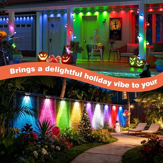 Outdoor Fence Lights Plug in, 100FT LED Fence Lights, App & Remote Control, 100 Scene Modes, IP67 Waterproof Outdoor Lights for Backyard, Patio, Deck - Brighter Than Solar Lights
