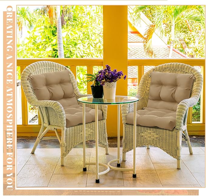 Marsui 4 Pcs Outdoor Indoor High Back Chair Cushions Patio Furniture Tufted Pillow with Ties Water-Resistant Replacement Outdoor Rocking Chair Cushions, 42 x 21 Inches (Dark Brown,Solid Color)