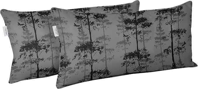 Indoor/Outdoor Polyester Fabric Lumbar Pillow Cover, All-Weather Waterproof Rectangular Cushion Case for Patio Furniture, 12 x 24 Set of 2 - Tree-52