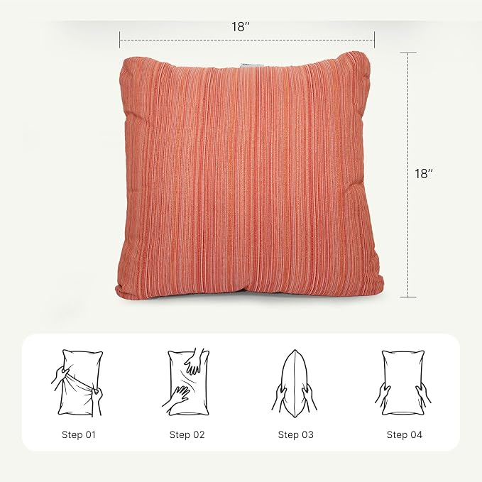 Outdoor Throw Pillow Set of 2 with Inserts, Outdoor Lumbar Pillow Water Resistant for Patio Furniture, 18x18 Inch Outdoor Pillows with Removable Zipper Cover