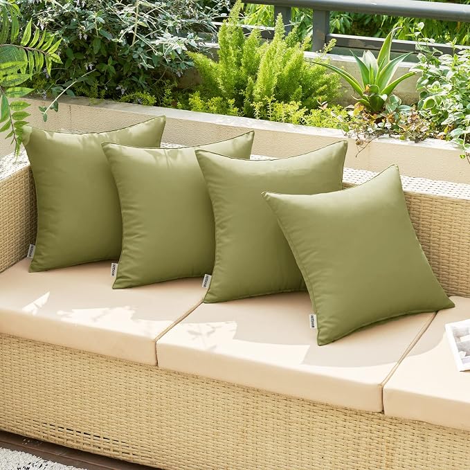 MIULEE Decorative Outdoor Waterproof Pillow Covers 20x20 Sage Green | Decorative Patio Furniture,Pack of 2,Accent Square Soild Throw Pillow Covers,Summer Garden Tent Couch Sofa