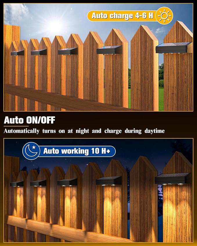 JOFIOS Solar Fence Lights 16 Pack, 50 Lumens Outdoor Solar Lights with 12 Modes RGB Color Glow LED，Waterproof, Solar Lights for Patio, Backyard, Deck, Fence, Railing