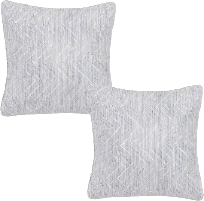 Outdoor Pillows, Patio Decorative Pillows Pack of 2, Waterproof Throw Pillows for Outdoor Furniture, 16×16 Comfortable Spring Outdoor Pillows for Bed, Couch, Sofa, Light Blue Chevron