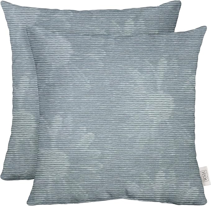 RSH DECOR: Sunbrella Square Throw Pillows Set of 2 | 24" x 24" | Water and Fade-Resistant Performance Fabric | Outdoor Pillow Covers with Down-Alternative Inserts | Made in USA (Bisbee Daisy Sky)