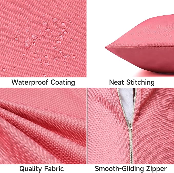 Outdoor Pillow Covers Waterproof Cushion Covers Patio Pillows Case 2 Pack | 20x12inch, Solid, Seamless, Hidden Zipper,Pecet for Porch Decoration,Patio Furniture,Outdoor Couch, Balcony,Garden Bench