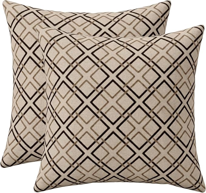 RSH DECOR: Sunbrella Square Throw Pillows Set of 2 | 24" x 24" | Water and Fade-Resistant Performance Fabric | Outdoor Pillow Covers with Down-Alternative Inserts | Made in USA (Dwell Mahogany)