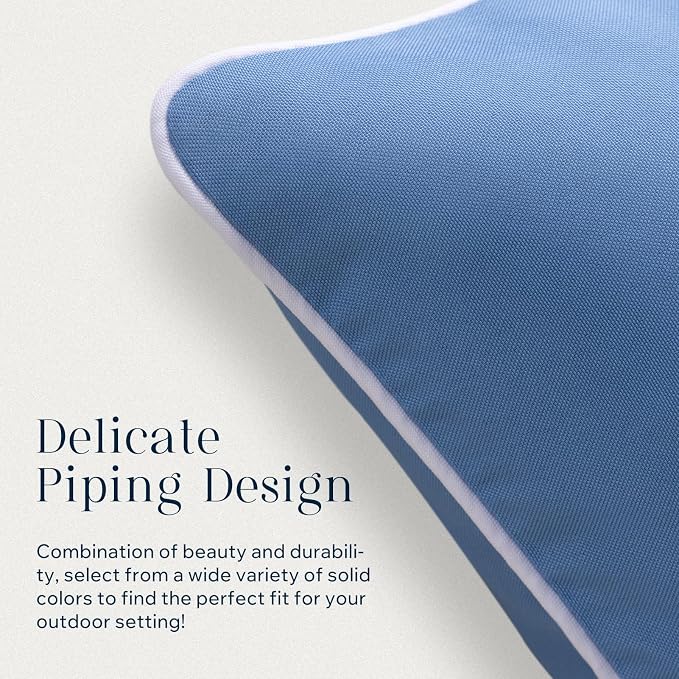 Phantoscope Pack of 2 Outdoor Waterproof Throw Pillow Covers Decorative Square Cushion Case Patio Pillows for Couch Tent, Foggy Blue 20x20 inches