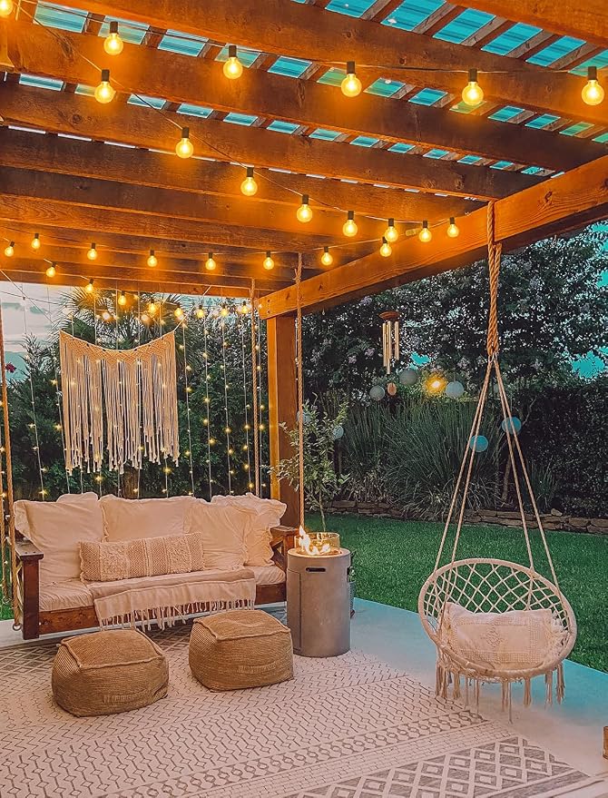 25FT Solar String Lights with Remote, 3 Modes, 11 G40 Bulbs, Brown | Solar Powered, Dusk to Dawn, Dimmable, Timer, Memory Function, LED Globe Hanging Lights for Fence Deck Yard