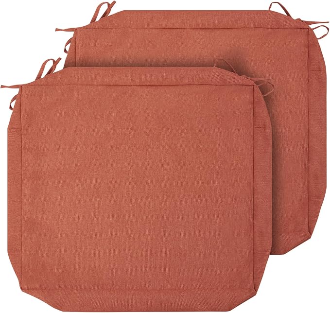 Magpie Fabrics Indoor Outdoor Cushion Cover Replacement 2 Pack, NO Insert! Water Repellent Slipcover with Ties Decor for Patio Garden Chair Sofa Bench Wicker(Coral, 20x18x4 Inch)