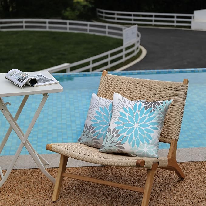 DFXSZ Outdoor Waterproof Pillow Covers 20x20 Set of 2 Sky Blue Flower | Spring Summer Waterproof Flower Throw Pillowcases（No Inserts）Outdoor Decor for Patio Funiture Garden Polyester Covers