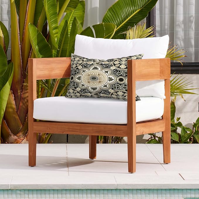 DYTXIII Pack of 2 Waterproof Outdoor Lumbar Pillow with Inserts, 12x20 in Rectangle Decorative Patio Throw Pillow for Home, Sofa,Bench and Patio Furniture, Vintage Medallion