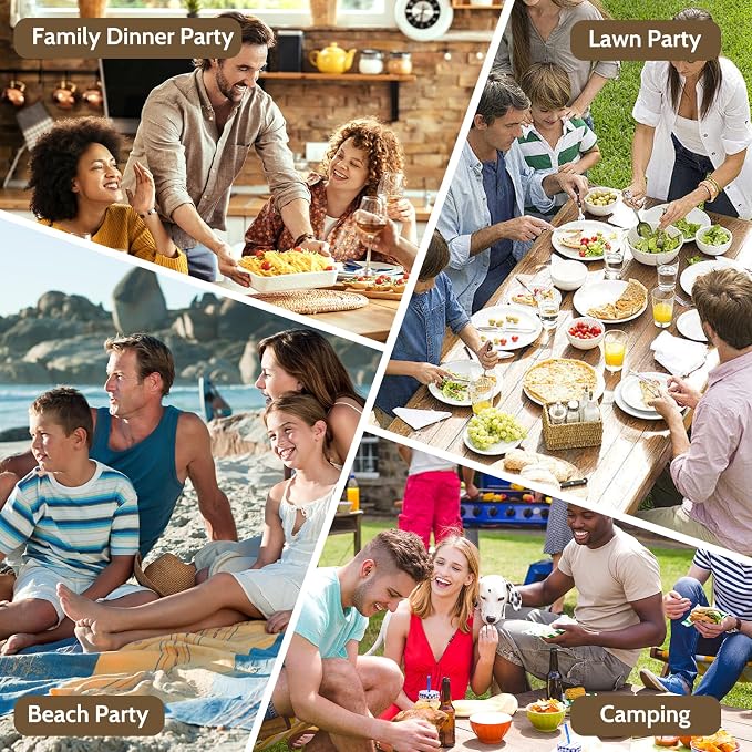 Folding Picnic Table with Table Runner & Placemat, 60 * 30in Wooden Picnic Table for Outdoors, Boho Low Coffee Table for Sitting on The Floor, for Beach, Park, Garden, Camping, Travel(Natural)