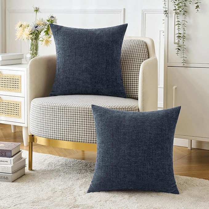 MIULEE Pack of 4 Decorative Outdoor Waterproof Pillow Covers Chenille Pillow Covers 18x18 Inch
