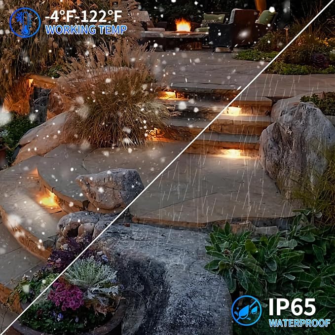 Black 8-Pack 7inch 3W 2700K Soft White Hardscpe Lighting | 12V AC/DC Retaining Wall Lights,Low Voltage Landscape Lighting,Hardscape Paver Light,Outdoor Step Lights