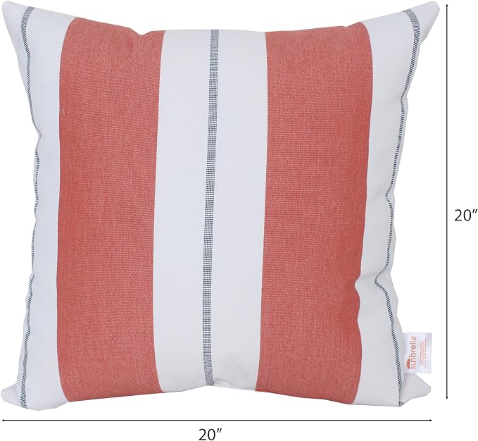 Outdoor/Indoor Sunbrella Throw Pillow Cover Only Square Set of 2 Pieces 20 inch x 20 inch Relate Persimmon Stripe - Insert Not Included