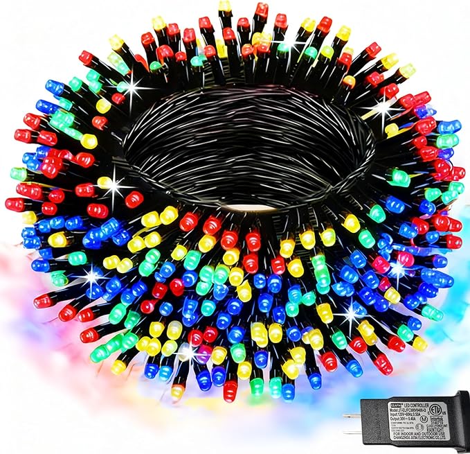 200 LED Colorful Christmas Lights Outdoor String Lights, 66 ft | Green Wire Waterproof Twinkle Fairy Lights Plug in with Timer, 8 Modes String Lights Indoor Bedroom Classroom Decor