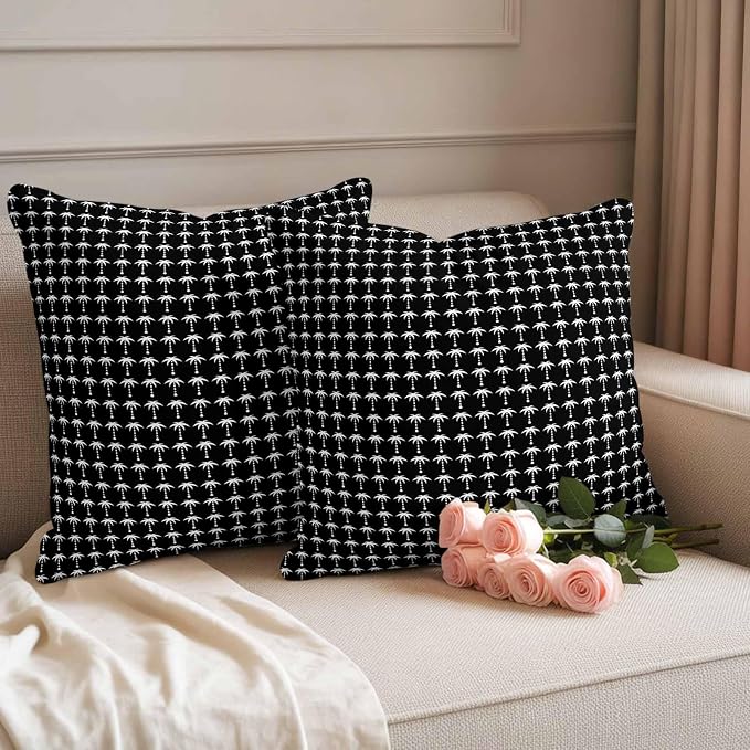 Palm Trees Outdoor Pillow Covers 20"x20" Set of 2, Summer Vintage Nautical Coastal Beach Ocean Black Tree Waterproof Throw Pillow Covers for Patio Furniture, Decorative Cushion Covers for Porch