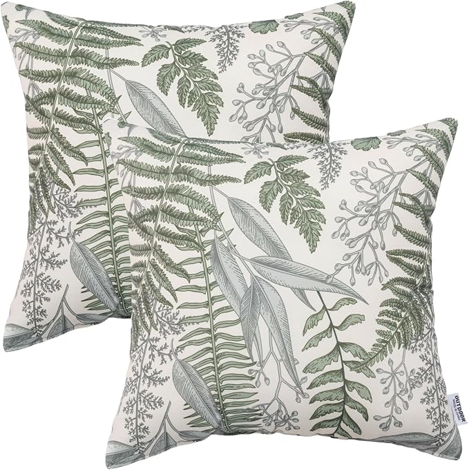 Outdoor Pillows 18×18 Inch Decorative Throw Pillows with Inserts | Set of 2 Fade Resistant Patio Pillows for Porch Garden Couch and Patio Furniture