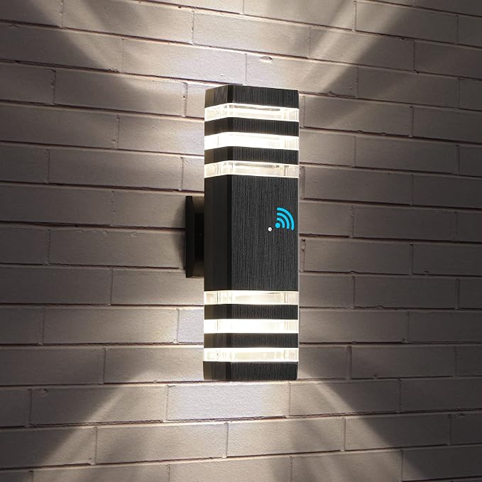 1 Pack Dusk to Dawn Outdoor Wall Lights Fixture, Up and Down LED Outdoor Wall Sconce Porch Lights, IP65 3000K Warm White Matte Black Exterior Lights for House Garage Front Porch