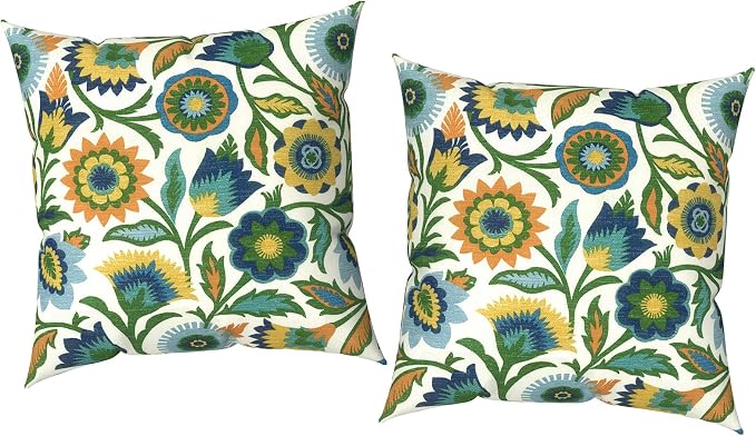 Outdoor Pillow Covers 16x16 Inch Set of 2 Waterproof Decorative Throw Pillow Covers Patio Pillow Cases for Patio Furniture Garden Couch Farmhouse,Fiesta Floral