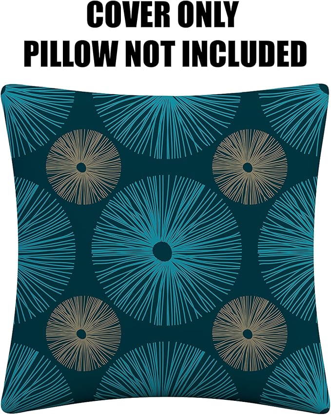Covers & All Outdoor Square Throw Pillow Cover with Zipper - for Patio Furniture Sofa, Car, Bed UV Resistant Durable Polyester Cushion Case for Home Décor. (18" X 18", Design 03)
