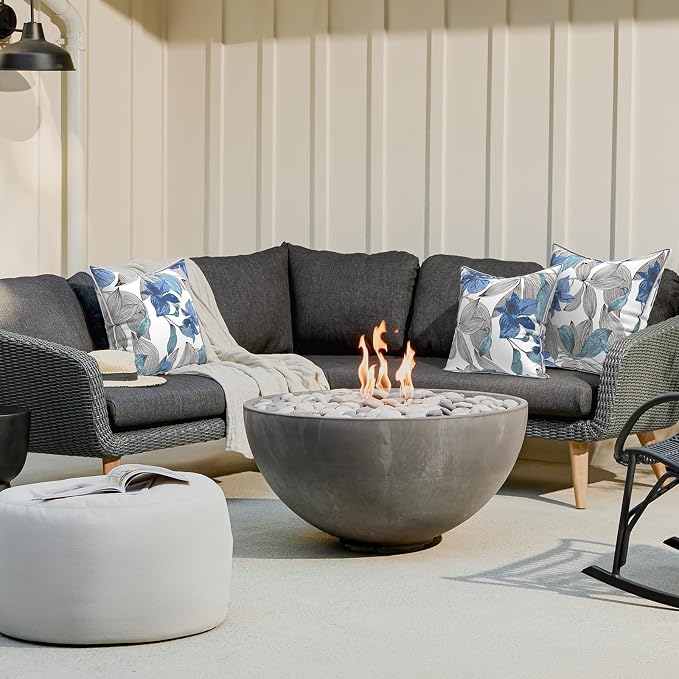LVTXIII Outdoor/Indoor Pillow Covers, Patio Fade Resistant Throw Pillow Covers ONLY, Waterproof Farmhouse Accent Cushion Cases for Sofa Patio Couch Decoration 20"x20" Set of 2, Clemens Noir Blue