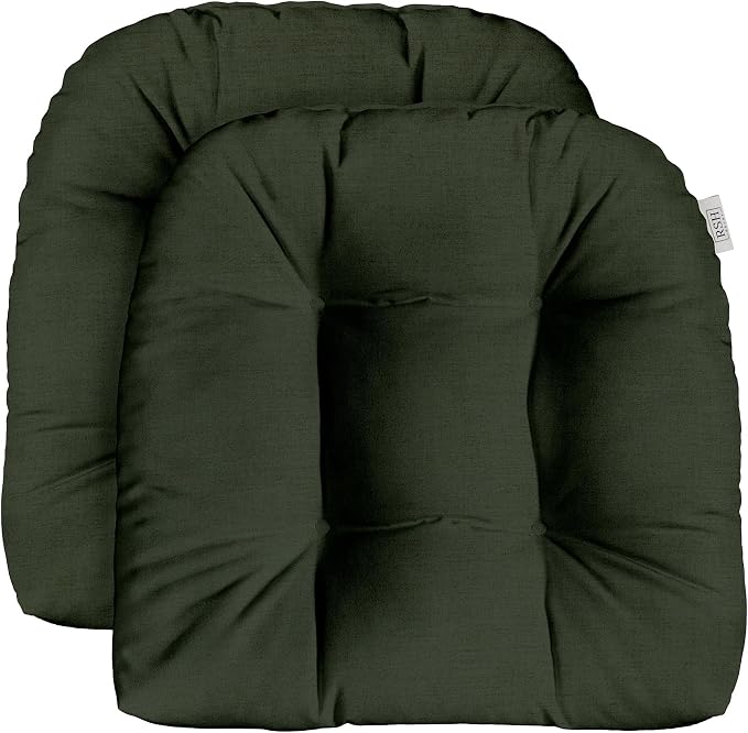 RSH DECOR: Sunbrella Play Tufted Wicker U-Shape Cushions Set of 2 | 22” x 22” | Outdoor Seat Cushions for Patio Furniture| Crafted with Sunbrella Performance Fabric | Play Jungle