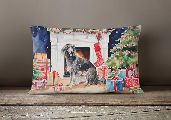 Caroline's Treasures DAC2742PW1216 Scottish Deerhound Cozy Christmas Throw Pillow Machine Washable, Indoor Outdoor Decorative Pillow for Couch, Bed or Patio, 12HX16W