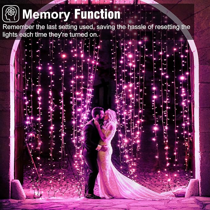 100FT 300LED Christmas Lights Outdoor, Christmas Tree Lights, Pink | Plug in 8 Modes Waterproof Connectable String Lights for Outside Indoor Home Patio Garden Holiday Valentine's Day Decorations