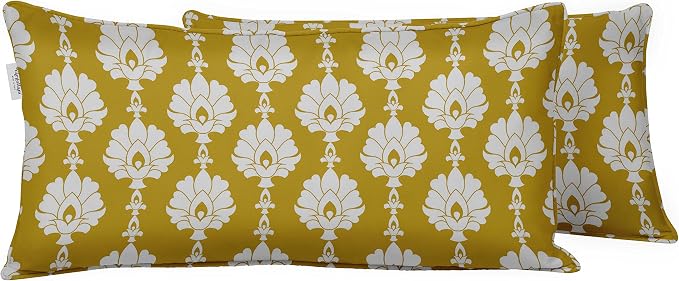 Indoor/Outdoor Polyester Fabric Lumbar Pillow Cover, All-Weather Waterproof Rectangular Cushion Case for Patio Furniture, 16 x 24 Set of 2 - Block-26