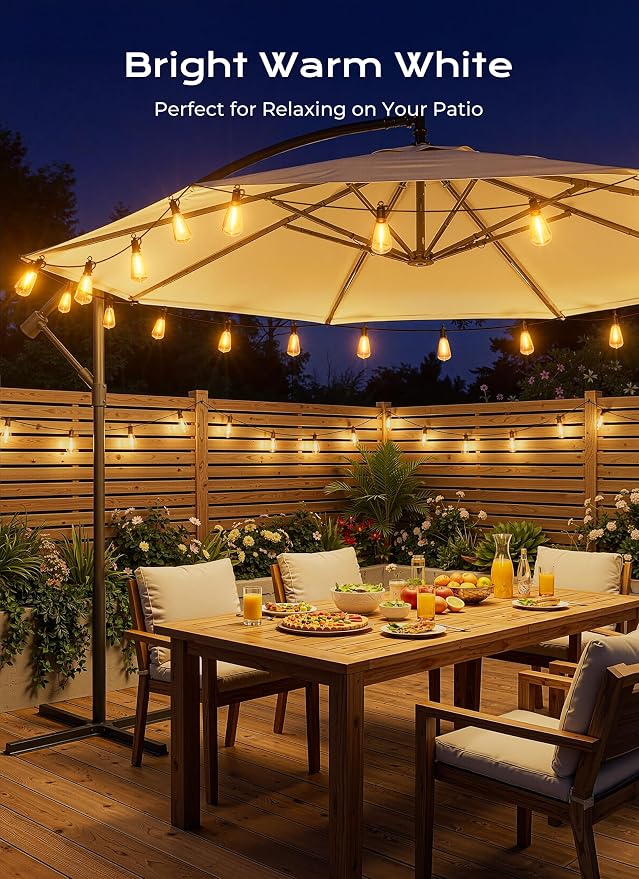 Brightown 151FT Solar String Lights Outdoor, 48+2 Shatterproof LED Lights | Waterproof, Remote Control, Dimmable, Timer, 3 Light Modes for Yard, Camping, Parties and Outdoor Decor