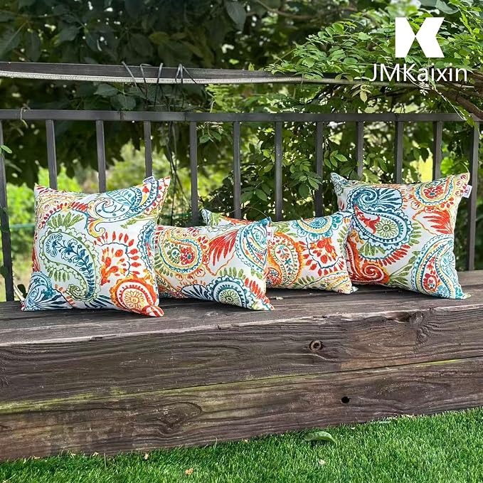 Outdoor Pillows Waterproof 18×18 Inch Decorative Throw Pillows with Inserts | Set of 2 Fade Resistant Patio Pillows for Porch Garden Couch and Patio Furniture