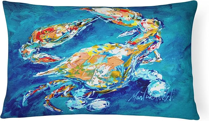 Caroline's Treasures MW1153PW1216 by Chance Crab Canvas Fabric Decorative Pillow Machine Washable, Indoor Outdoor Decorative Pillow for Couch, Bed or Patio, 12HX16W